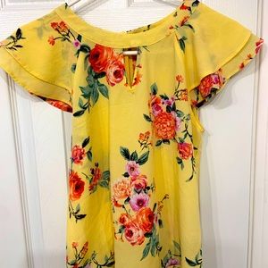 Mine brand yellow light flowing floral blouse